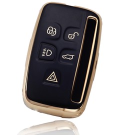 Car Key Cover, Black Soft TPU Fob Cover 5 Buttons Key Shell Protector Remote Control Premium Key Protection Case Compatible with Land Rover Defender Discovery Evoque LR4 Range Rover Sport Freelander