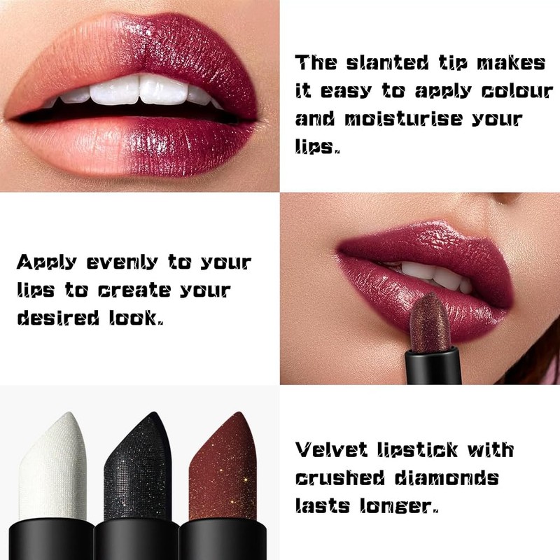 Fengyang Glitter Lipstick, Matte Glitter Lipstick Lip Gloss, Diamond Metallic