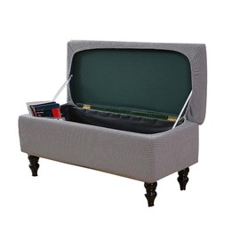 Lussenwert Ottoman Cover Rectangle, Stretch Jacquard Storage Ottoman Cover Rectangle Removable Storage Bench Cover Folding Ottoman Covers with Elastic Bands Ties Medium Light Gray