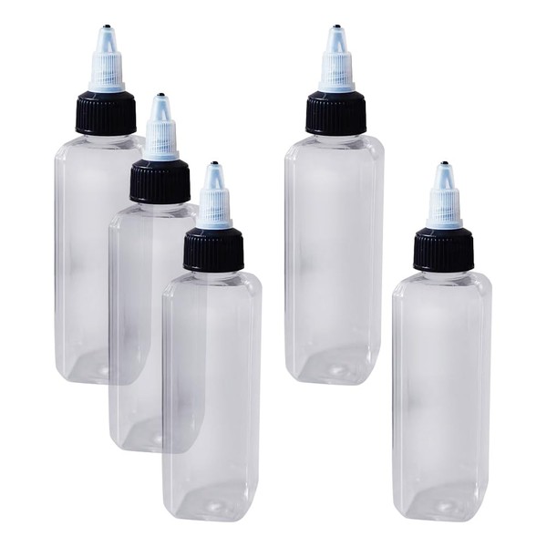 UUYYEO 5 Pcs Empty Oil Squeeze Bottles Clear Plastic Condiment