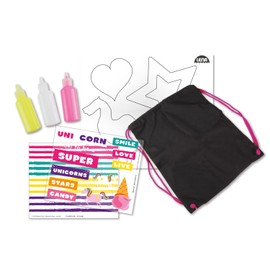Lena 42607 DIY Unicorn Backpack Craft Set, Complete Set with Canvas Backpack, Approx. 35 x 42 cm, 3 Textile Pens, 3 Stencils and Iron-On Films, Fashionable Styling Set for Children From 8 Years