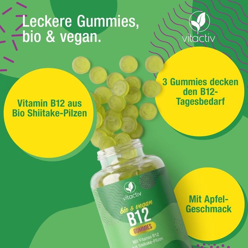 Vitactiv Vitamin B12 Gummies Organic & Vegan - 90 Fruit