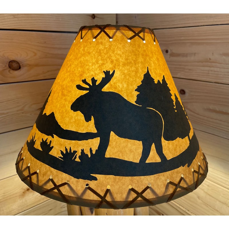 Rustic Oiled Kraft Laced Moose Lamp Shade - 14"