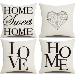 Epinki Cushion Cover Home Sweet Home Letter Cushion Cover House Decorative for Men/Women/Boys/Girls Living Room Bedroom Sofa Chair Cushion Covers 50 x 50 cm