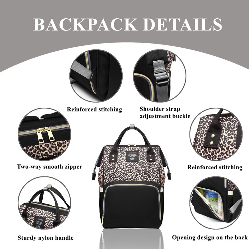 Leopard Print Diaper Bag Backpack Multi-Function Diaper Bag for Baby