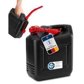Fuel Can Compact 10 L for Petrol, Diesel and Other Hazardous Goods, UN-Approved, Made in Germany, TÜV-Certified Production, Black