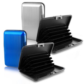 Pack of 2 Credit Card Holder with Coin Compartment and RFID Protection, Aluminium Card Holder, Waterproof Business Card Holder, Mini RFID Blocking Credit Card Protection for Credit Cards, ID Card,