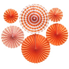 Mitoland Paper Fans Set of 6 3 Sizes for Party Wedding Celebration Anniversary Halloween Festival Event Home Party Orange