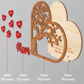 Mothers Day Gift for Mom Grandma Love Grows Here Family Tree Plaque Wall Decor Wooden DIY Names, Birthday Mom Gift from Daughter Son Grandkids, Frame Family Sign with Pet Dog Cat Name HF350