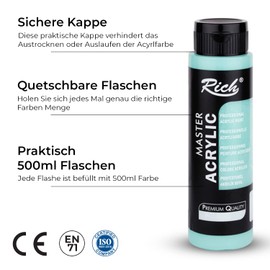 Rich Master Acrylic Paint, 500 ml, Creamy Acrylic Paint, Water-based, Quick Drying, Lightfast, Waterproof, for Application with Brush on Canvas, Paper and Wood (Patina)