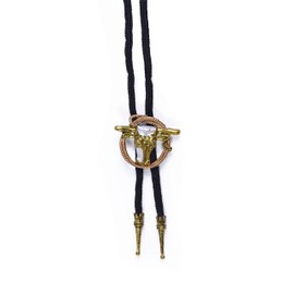 Bristol Novelty BA692 1 Piece | Black and Gold Size-30 g Cowboy Bootlace Tie Steer and Rope, Womens, One Size