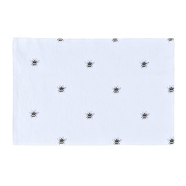 Sleepdown Bumble Bee Printed Table Placemats - Ideal for Kitchen Dining Table - Non-Slip Washable Heat Resistant - Pack of 4 - White - 49cm x 32cm