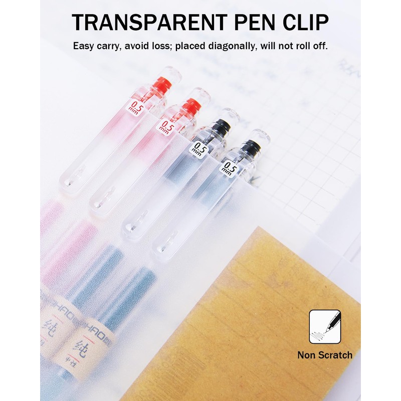 Tinsync 8 Pcs Japanese Pens Stationery, 0.5mm Retractable Gel Pens