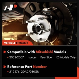 A-Premium Rear Wheel Bearing and Hub Assembly with ABS Ring & 4-Lug Compatible with Mitsubishi Lancer 2002 2003 2004 2005 2006 2007 & L4 2.0L Only