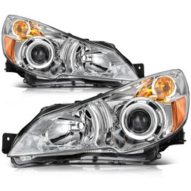 AINTIER Headlights for 2010 2011 2012 2013 2014 for Subaru Legacy 2010-2014 for Subaru Outback Pair Headlight Assembly Chrome Housing Amber Reflector SU2502136