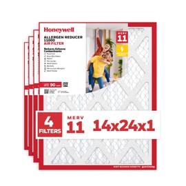 Honeywell 14x24x1 MERV 11 Allergen Reducer 11000 Electrostatic Pleated HVAC AC Furnace Air Filter (4-Pack) | Replacement Filter for Home Use | Made in USA