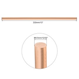QUARKZMAN 1 Piece Pure Copper Round Rod 9.5 mm / 12/32 Inch Diameter 330 mm / 13 Inch Length Solid Copper Rod Lathe Bar for DIY Metal Crafts Metalworking Hobbies