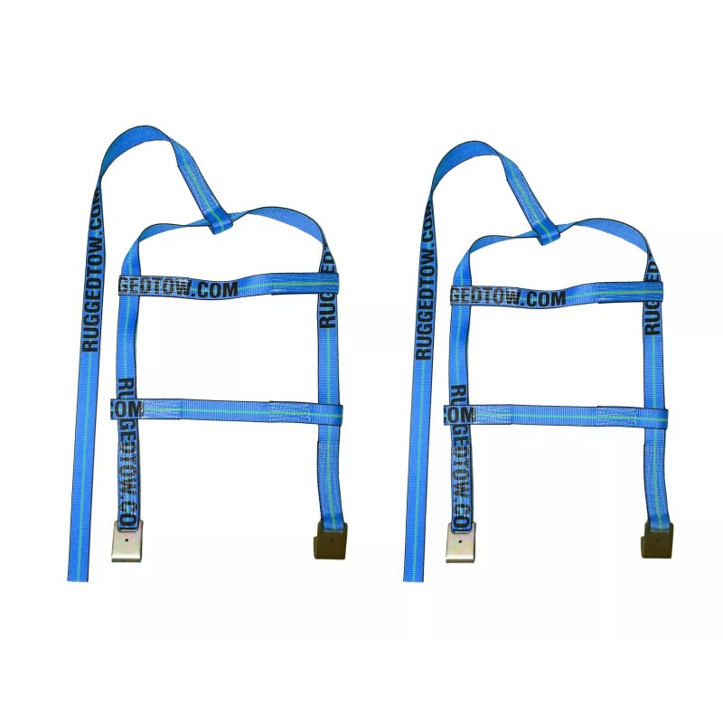 RuggedTow TWO Blue DEMCO Car Basket Straps w/ Ratchets Tow