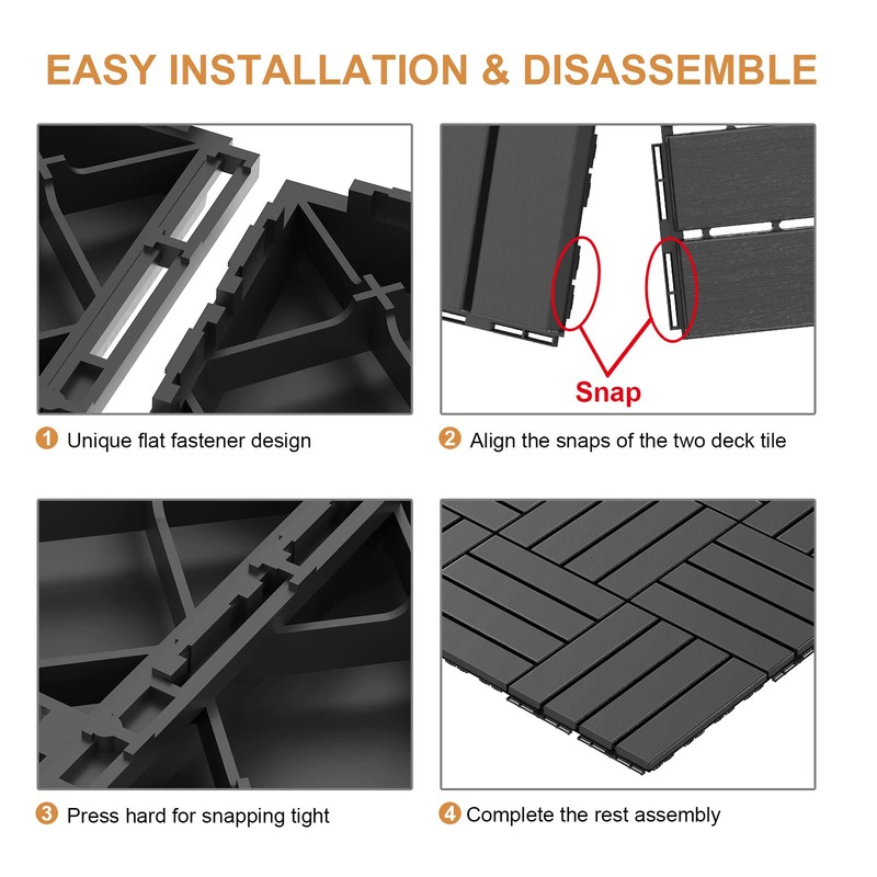 Goovilla Plastic Interlocking Deck Tiles, 9 Pack , 12"x12" Waterproof
