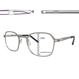 ProEyes Longitude 8, Progressive Blue Light Blocking Screwless Readers, Anti-Reflective, 0 Power on Top Lens (Gun, 1.75)