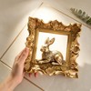 Rabbit Wall Decor with Gold Frame, Baroque Resin Bunny Wall