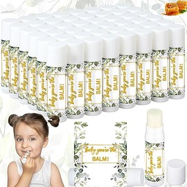 Siifert 50 Pack Greenery Baby Shower Lip Balm Favors Bulk Baby Shower Party Supplies for Guests Bulk Gender Reveal Prizes Souvenirs Inspirational Thank You Gifts Lips Balm Party Supplies