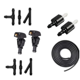 Windshield Washer Spray Nozzles replacement kit for Ford F150 E150 E250 E350 Taurus Flex Expedition Crown Mercury; Windshield water jet accessories (2pcs sprayers, fluid hose, check valves)