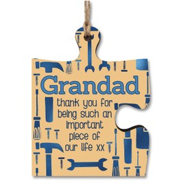 Grandad Gift Thank You Important Piece of my Life Jigsaw Puzzle Shaped Decorative Hanging Plaque Sign Father's Day Present