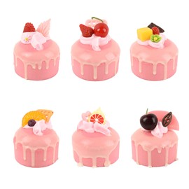 Luckforest Artificial Cupcake, 6 Pcs Pink Mixed Fake Simulation Realistic Cupcake with Fruit Dessert Model for Home Kitchen Bakery Shop Display Photography Props