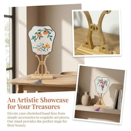 Bamboo Fan Display Stand, Sturdy Holder for Chinese Tuan Shan, Embroidery Round Fan, Elegant Desktop Decor Stand