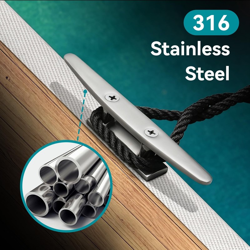316 Stainless Steel Base Cleat,Tracker Boat Cleat,Marine Rope Base (8in)