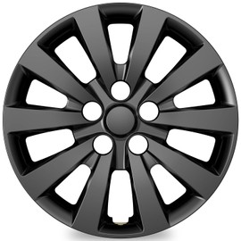 4-Pack Hubcaps Compatible with Nissan Leaf 2011-2017, Sentra 2013-2019, 16 inch 16" Steel Wheel, Wheel Covers Skins, Snap On Tire Cover Replacement (Black Color)
