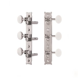 Golden Age Restoration Tuners for Slotted Peghead Guitar - Fleur-de-Lis, Bright Nickel with Ivoroid Knobs