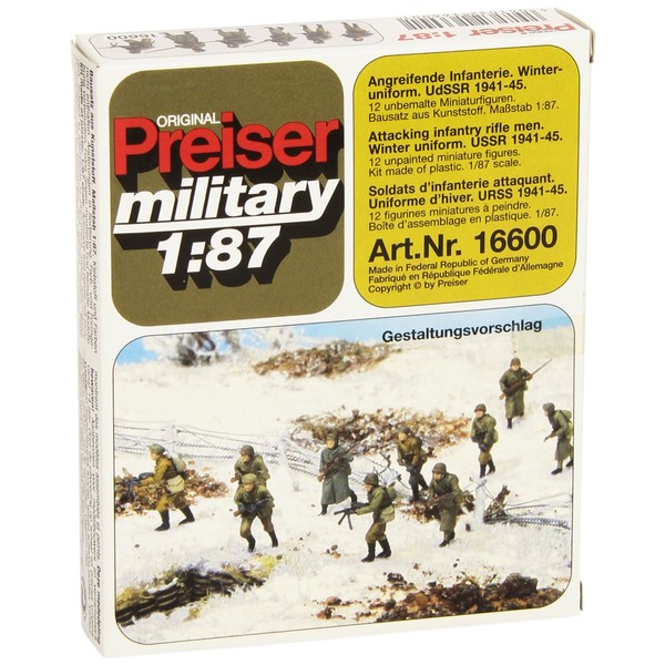 Preiser 16600 Soviet Union WWII Unpainted 45 Package(12) HO Scale Military Model Figure