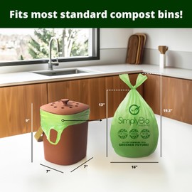 1.6 Gallon Compostable Trash Bags with Handles 50 Count, 0.6 Mil, 6.06 Liter Small Kitchen Food Scrap Waste Bag Compost Bags for Countertop Bin ASTM D6400, US BPI and OK Compost Home Certified