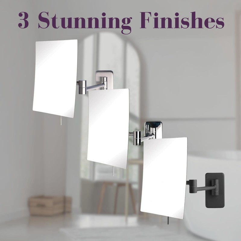 JERDON Wall Mount Makeup Mirror with 5X Magnification - 8.75”