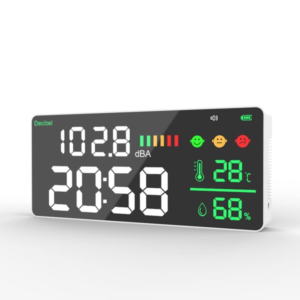 Decibel Meter Digital Noise Tester, Wall Mount Clock Monitor Sound