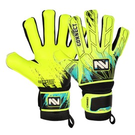 CONNECT Goalkeeper Gloves Premium Grip, Goalkeeper Gloves for Children, Teenagers & Adults, Football Gloves with Finger Protection, Goalkeeper Gloves (Fluorescent Yellow, 9)