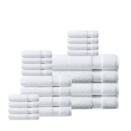 Delara Organic Cotton Luxuriously Plush Bath Towel 20 Piece Set|GOTS & Oeko-TEX Certified|Premium Hotel Quality Towels|Feather Touch Technology|650 GSM Long Staple|Soft, Quick Dry & Ultra-Absorbent