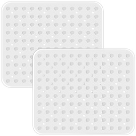 Coopay 2 Pack Kitchen Sink Mat Plastic Sink Protect Mat PVC Eco-friendly Adjustable Stainless steel/Porcelain Dish Drying Pad Sink Protector for Bottom of Kitchen Sink, 12.6 x 10.5 Inches (Clear)