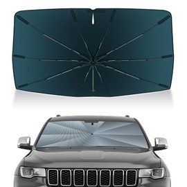 Autorder Windshield Sun Shade Umbrella for 2011-2021 Jeep Grand Cherokee Accessories,Upgraded Ice Crystal Material,Easy Setup Umbrella Sunshade for Car Windshield,100% Sun Blocking