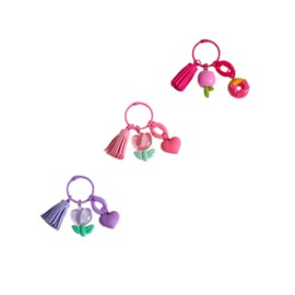 Cute Happy Smiling Bread Keychain Tulip keychain pendant Lucky Good Luck Positive Energy Key Chain Ring Bag Pendant (Style 1, One size)