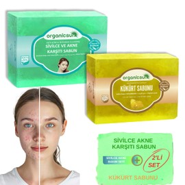 Organicsun 2'li Set Doğal Kükürt Sabunu ve Sivilce ve Akne Karşıtı Sabun Sivilce Karşıtı Sabun Seti