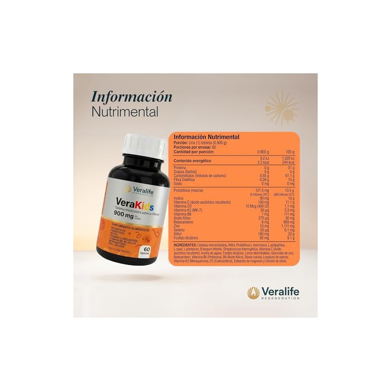 VeraKids Probióticos Vitaminas Minerales Infantiles Sabor Cítricos