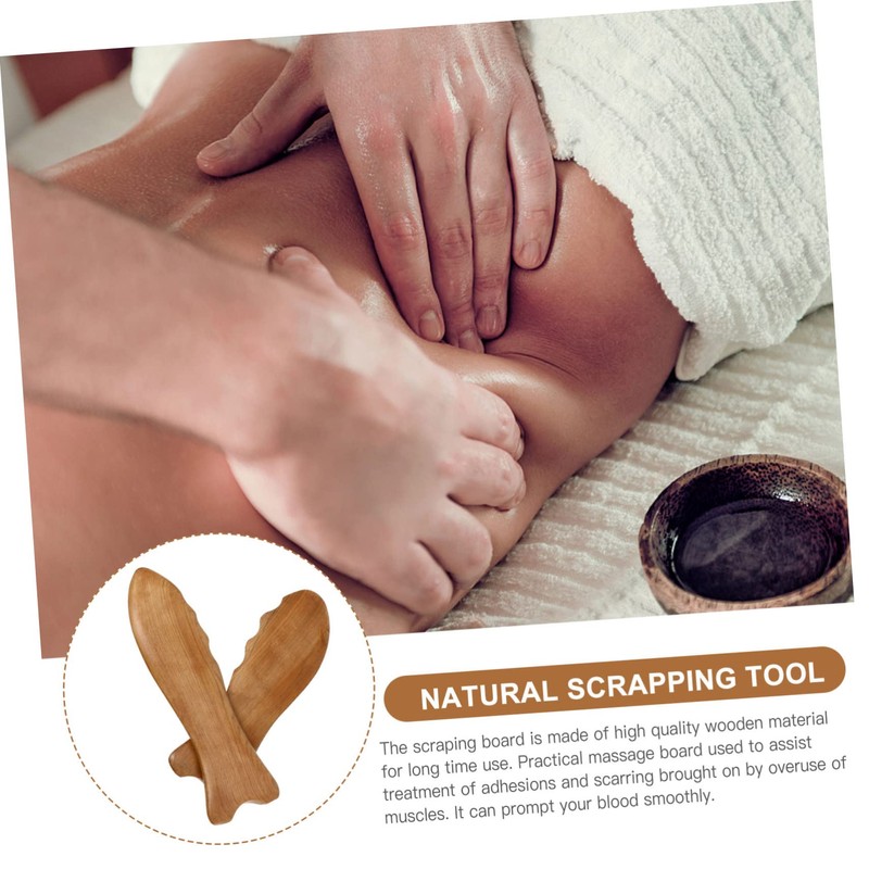 LALAFINA 2pcs Wooden Scraping Board Sanitary Massage Tool for Face