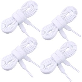 WILLBOND 2 Pairs Flat Shoelaces Trainer Shoelaces Replacement Sports Shoes Shoelaces for Sports Shoes, Casual Shoes Adults or Children, White, White
