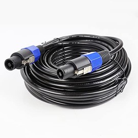 HBU 10FT 20FT 50FT Speakon Cable -Studio Stage NL4FC Type Speak-On Male to Male Connection Wire - Live House PA DJ Loudspeaker Amplifier Audio Locking Wiring 16 AGW Gauge (50 Feet, 1-Pack)