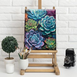 Natuyalo Paint by Numbers Kit with Framed - Succulent Paint by Numbers for Adults Beginner Plants DIY Acrylic Painting by Numbers Kit Colorful Paintworks Artwork, 12x16 Inch