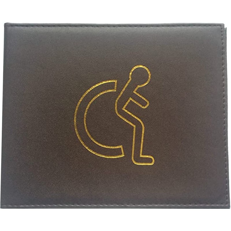 Generic Disabled Badge Holder Wallet - Brown PU Leather -