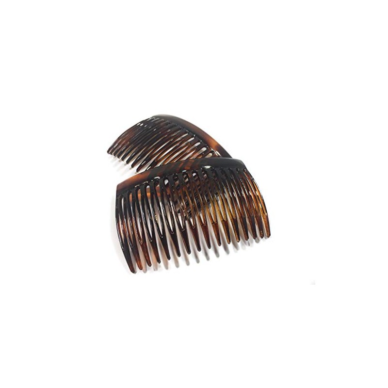 2 x Einsteckkamm ca. 7 x 4,6 cm havanna-braun Spaltzahn